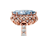 Rose gold Fancy Blue Marquise Cut Diamond Scalloped Halo Engagement Ring with Round Shared Prong Band_29