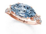 Rose gold Fancy Blue Marquise Cut Diamond Scattered Round Accent Ring with Prong Setting_13