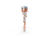 Rose gold Fancy Blue Marquise Cut Diamond Scattered Round Accent Ring with Prong Setting_14