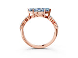 Rose gold Fancy Blue Marquise Cut Diamond Scattered Round Accent Ring with Prong Setting_15