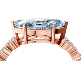 Rose gold Fancy Blue Marquise Cut Diamond Scattered Round Accent Ring with Prong Setting_16