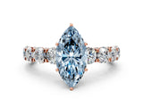 Rose gold Fancy Blue Marquise Cut Diamond Side Stone Engagement Ring with Four-Prong Setting_48