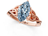 Rose gold Fancy Blue Marquise Cut Diamond Solitaire Celtic Knot Ring with Four-Prong Setting_79