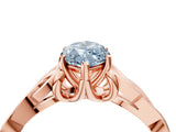 Rose gold Fancy Blue Marquise Cut Diamond Solitaire Celtic Knot Ring with Four-Prong Setting_82