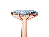 Rose gold Fancy Blue Marquise Cut Diamond Solitaire Engagement Ring with Cathedral Setting and Four-Prong Mount_137