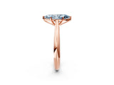 Rose gold Fancy Blue Marquise Cut Diamond Solitaire Engagement Ring with Cathedral Setting and Four-Prong Mount_14