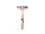 Rose gold Fancy Blue Marquise Cut Diamond Solitaire Engagement Ring with Cathedral Setting and Four-Prong Mount_44