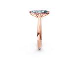 Rose gold Fancy Blue Marquise Cut Diamond Solitaire Engagement Ring with Cathedral Setting and Four-Prong Mount_92