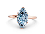 Rose gold Fancy Blue Marquise Cut Diamond Solitaire Engagement Ring with Classic Band and Four-Prong Setting_12