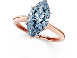 Rose gold Fancy Blue Marquise Cut Diamond Solitaire Engagement Ring with Classic Band and Four-Prong Setting_13