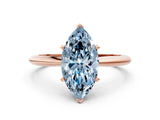 Rose gold Fancy Blue Marquise Cut Diamond Solitaire Engagement Ring with Classic Band and Four-Prong Setting_36