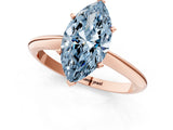 Rose gold Fancy Blue Marquise Cut Diamond Solitaire Engagement Ring with Classic Band and Four-Prong Setting_37