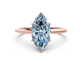Rose gold Fancy Blue Marquise Cut Diamond Solitaire Engagement Ring with Classic Band and Four-Prong Setting_87