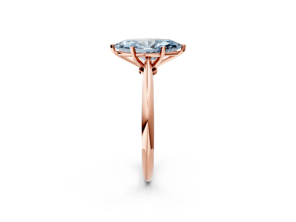 Rose gold Fancy Blue Marquise Cut Diamond Solitaire Engagement Ring with Classic Band and Four-Prong Setting