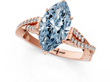 Rose gold Fancy Blue Marquise Cut Diamond Solitaire Engagement Ring with Twisted Pavé Band and Four-Prong Setting_45