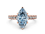 Rose gold Fancy Blue Marquise Cut Diamond Solitaire Pavé Engagement Ring with Round Band and Prong Setting_74