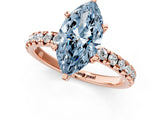Rose gold Fancy Blue Marquise Cut Diamond Solitaire Pavé Engagement Ring with Round Band and Prong Setting_75