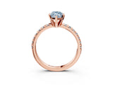 Rose gold Fancy Blue Marquise Cut Diamond Solitaire Pavé Engagement Ring with Round Band and Prong Setting_77