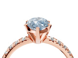 Rose gold Fancy Blue Marquise Cut Diamond Solitaire Pavé Engagement Ring with Round Band and Prong Setting_78