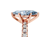 Rose gold Fancy Blue Marquise Cut Diamond Solitaire Pavé Engagement Ring with Round Band and Prong Setting_79