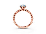 Rose gold Fancy Blue Marquise Cut Diamond Solitaire Ring with Beaded Band and Prong Setting_294
