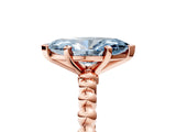 Rose gold Fancy Blue Marquise Cut Diamond Solitaire Ring with Beaded Band and Prong Setting_296