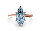 Rose gold Fancy Blue Marquise Cut Diamond Solitaire Ring with Classic Band and Four-Prong Setting