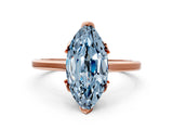 Rose gold Fancy Blue Marquise Cut Diamond Solitaire Ring with Flower Prong Setting and Classic Band_36