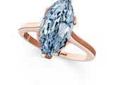 Rose gold Fancy Blue Marquise Cut Diamond Solitaire Ring with Flower Prong Setting and Classic Band_37