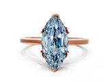 Rose gold Fancy Blue Marquise Cut Diamond Solitaire Ring with Flower Prong Setting and Classic Band_84