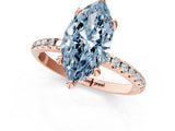 Rose gold Fancy Blue Marquise Cut Diamond Solitaire Ring with Four-Prong Setting and Pavé Band_39
