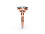 Rose gold Fancy Blue Marquise Cut Diamond Solitaire Ring with Hidden Halo and Pavé Band_29