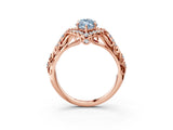 Rose gold Fancy Blue Marquise Cut Diamond Solitaire Ring with Hidden Halo and Pavé Band_30