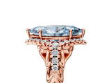 Rose gold Fancy Blue Marquise Cut Diamond Solitaire Ring with Hidden Halo and Pavé Band_32
