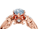 Rose gold Fancy Blue Marquise Cut Diamond Solitaire Ring with Milgrain Pavé Band and Four-Prong Setting_171