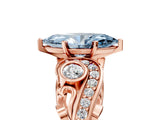 Rose gold Fancy Blue Marquise Cut Diamond Solitaire Ring with Milgrain Pavé Band and Four-Prong Setting_172