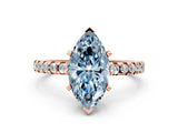 Rose gold Fancy Blue Marquise Cut Diamond Solitaire Ring with Pavé Band and Four-Prong Setting_57