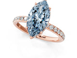 Rose gold Fancy Blue Marquise Cut Diamond Solitaire Ring with Pavé Band and Hidden Halo_27