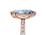 Rose gold Fancy Blue Marquise Cut Diamond Solitaire Ring with Pavé Band and Hidden Halo_31