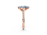 Rose gold Fancy Blue Marquise Cut Diamond Solitaire Ring with Pavé Band and Prong Setting_14