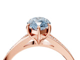 Rose gold Fancy Blue Marquise Cut Diamond Solitaire Ring with Pavé Band and Prong Setting_16