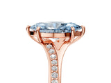 Rose gold Fancy Blue Marquise Cut Diamond Solitaire Ring with Pavé Band and Prong Setting_17