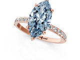 Rose gold Fancy Blue Marquise Cut Diamond Solitaire Ring with Pave Band and Four Prong Setting_93