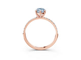 Rose gold Fancy Blue Marquise Cut Diamond Solitaire Ring with Pave Band and Four Prong Setting_95