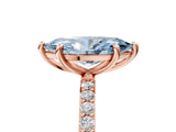 Rose gold Fancy Blue Marquise Cut Diamond Solitaire Ring with Pave Band and Four Prong Setting_97