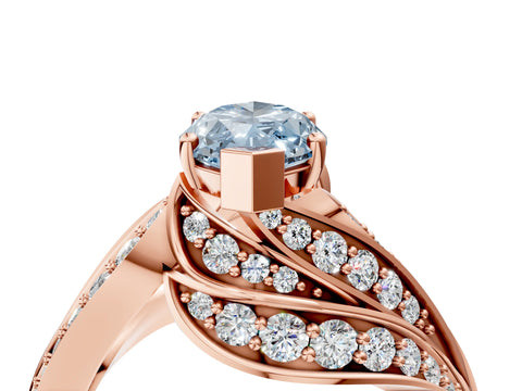 Rose gold Fancy Blue Marquise Cut Diamond Solitaire Ring with Prong Setting and Twisted Pavé Band_16