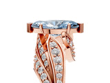 Rose gold Fancy Blue Marquise Cut Diamond Solitaire Ring with Prong Setting and Twisted Pavé Band_17