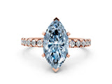 Rose gold Fancy Blue Marquise Cut Diamond Solitaire Ring with Round  Pavé Band and Four-Prong Setting_36