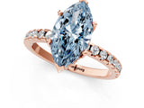 Rose gold Fancy Blue Marquise Cut Diamond Solitaire Ring with Round  Pavé Band and Four-Prong Setting_37
