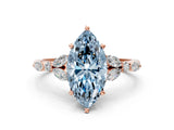 Rose gold Fancy Blue Marquise Cut Diamond Solitaire Ring with Side Stones and Four-Prong Setting_79